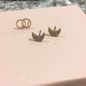 2 pairs Moon & circle earrings